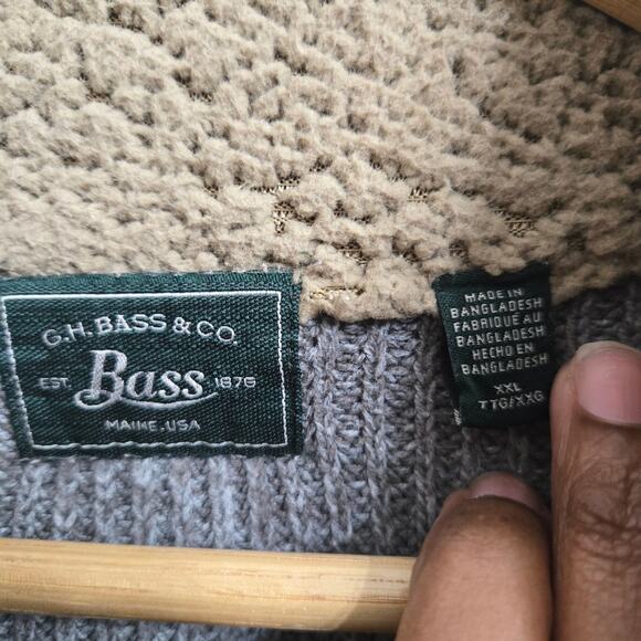 G.H. Bass & Co. Men Vtg Prep Gray Ribbed Knit Henley Sherpa L Collar Sweater XXL - Picture 8 of 11